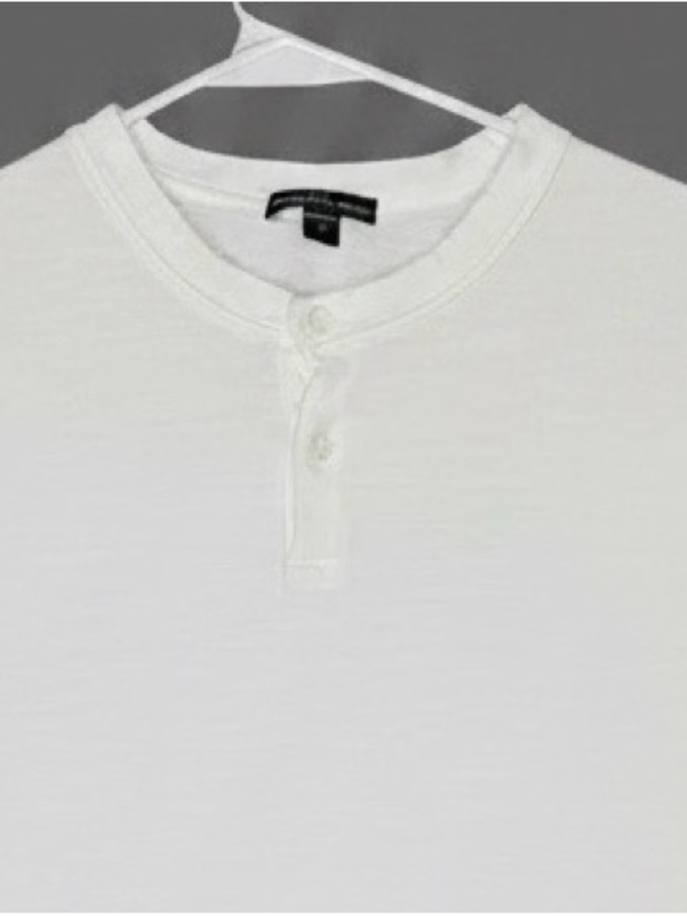 James Perse White Slub Short-Sleeve Henley Tee Small